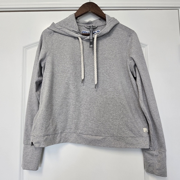 VUORI Halo Essential Hoodie Cropped Size Large Heather Gray Corium Embriodery - Picture 6 of 9